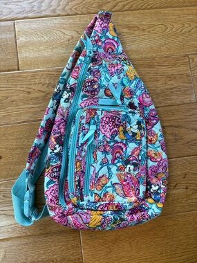 Vera Bradley Teal Floral & Pink Patterned Sling Crossbody Bag